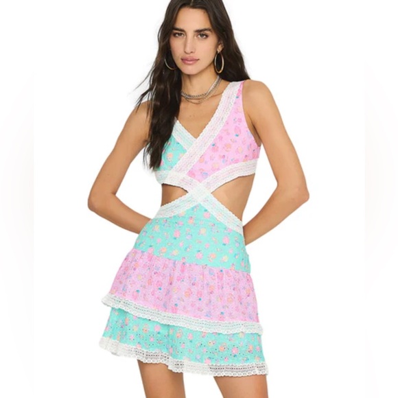 Beach Bunny Dresses & Skirts - Beach Bunny NWT Everette aqua/pink seashell cutout open back coquette mini dress